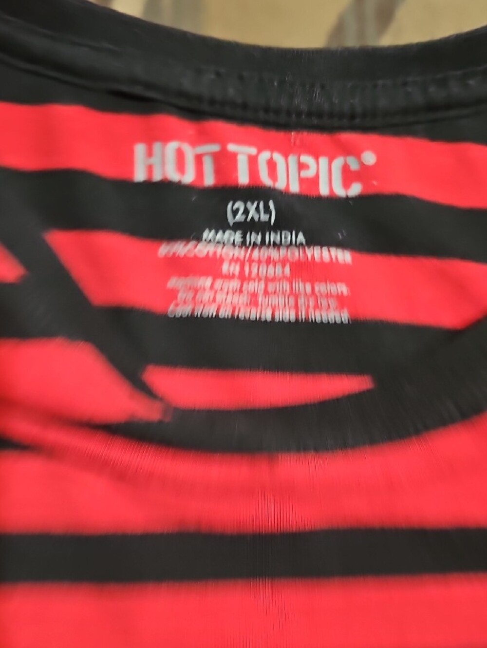 Hot Topic Striped Long Sleeve Shirt - Black & Red Emo, Goth, Punk - Picture 3 of 4
